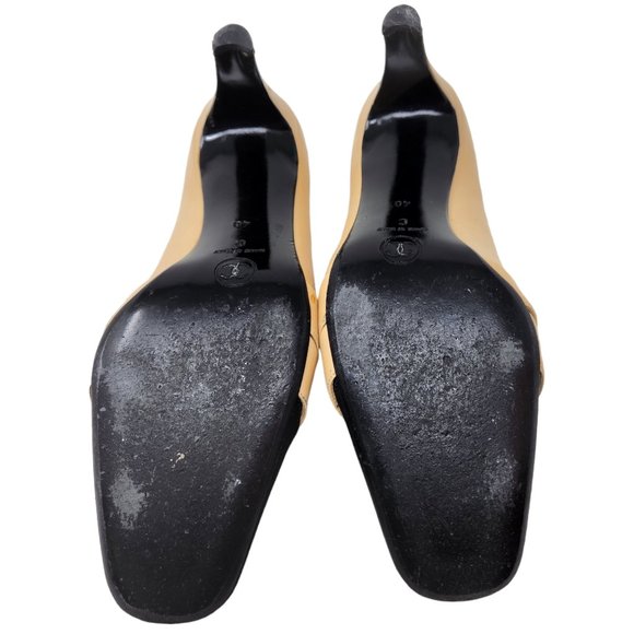 CHANEL Pumps Lambskin Cap Toe Black Metal Chanel Logo on Toe Women's Size EU 38 - Picture 10 of 15